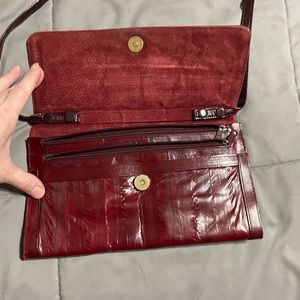 Sleek Burgundy Leather Clutch Wristlet